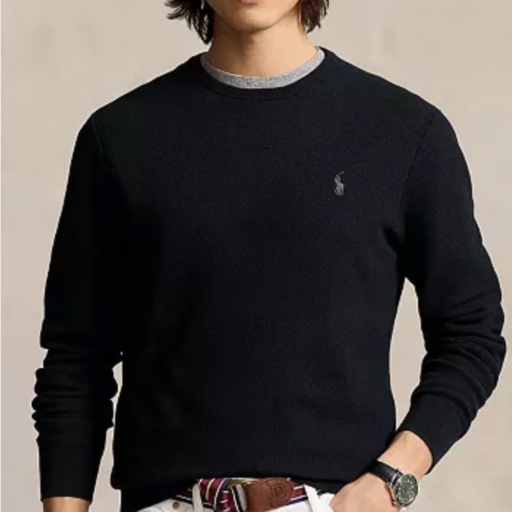 Men's Textured Cotton Crewneck Sweater - Picture 2 of 5